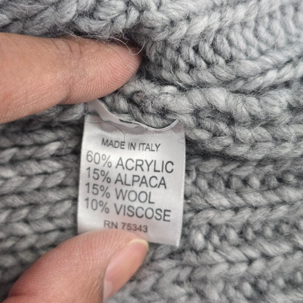 Elsamanda Open front cardigan wool alpaca S gray cable knit 6767 made Italy‎ - Picture 7 of 8